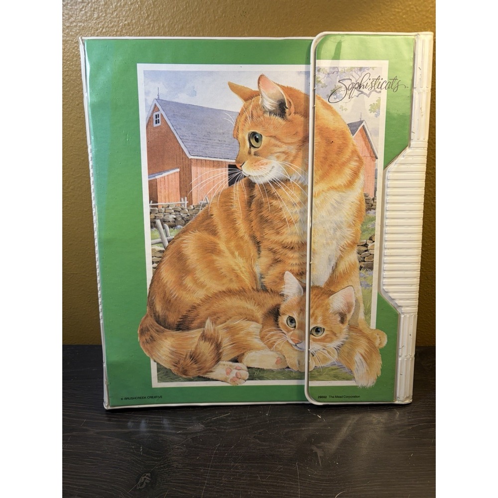 VTG Mead Sophisticats Trapper Keeper Binder Vivian Boswell 80s 90s Cats Green